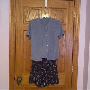 Sweater/cardigan and skirt matching set